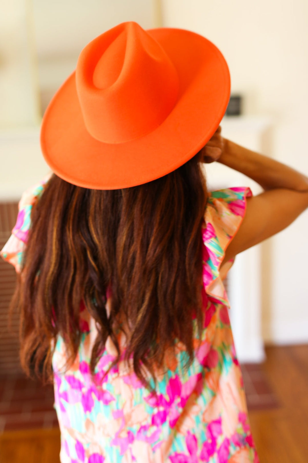 Orange Felt Fedora Hat