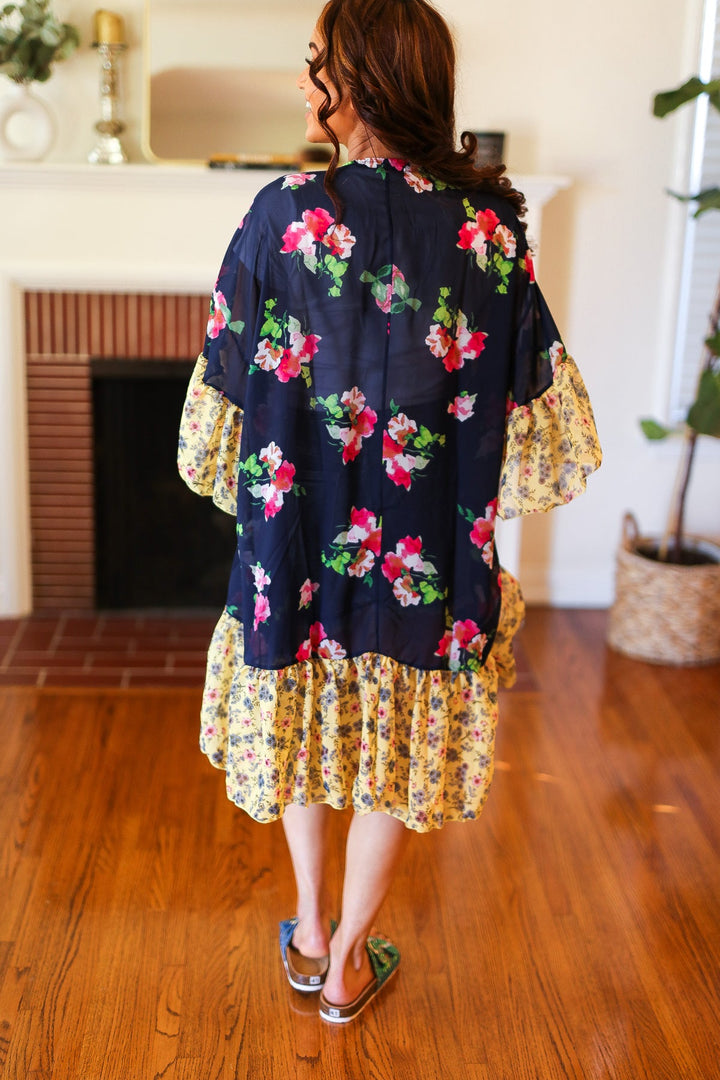 Fashion Bam - Floral Ruffle Kimono