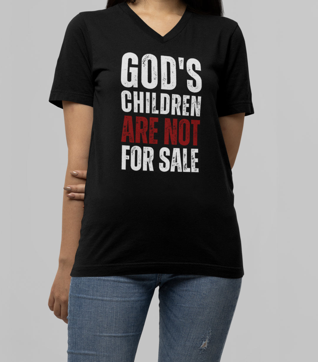 God's Children Are Not For Sale - Unisex V-Neck Tee