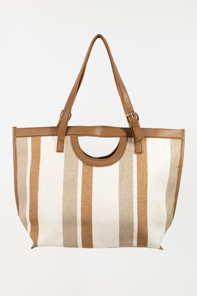 Faux Leather Trim Tote Bag - Joy & Country