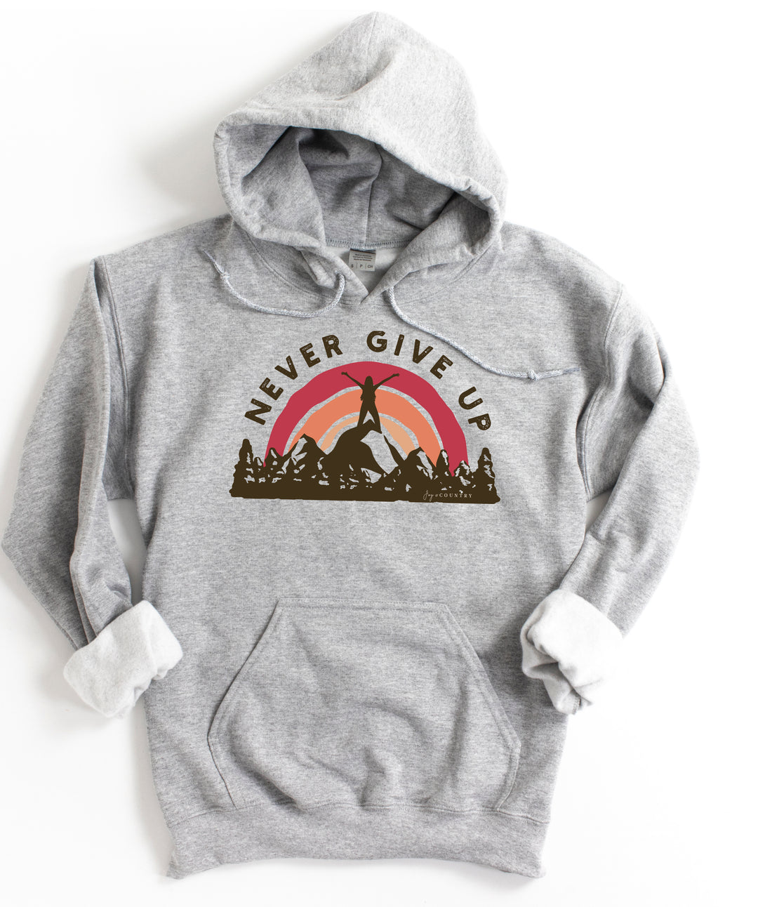 Never Give Up Mountaintop - Unisex Hoodie Sweatshirt - Joy & Country