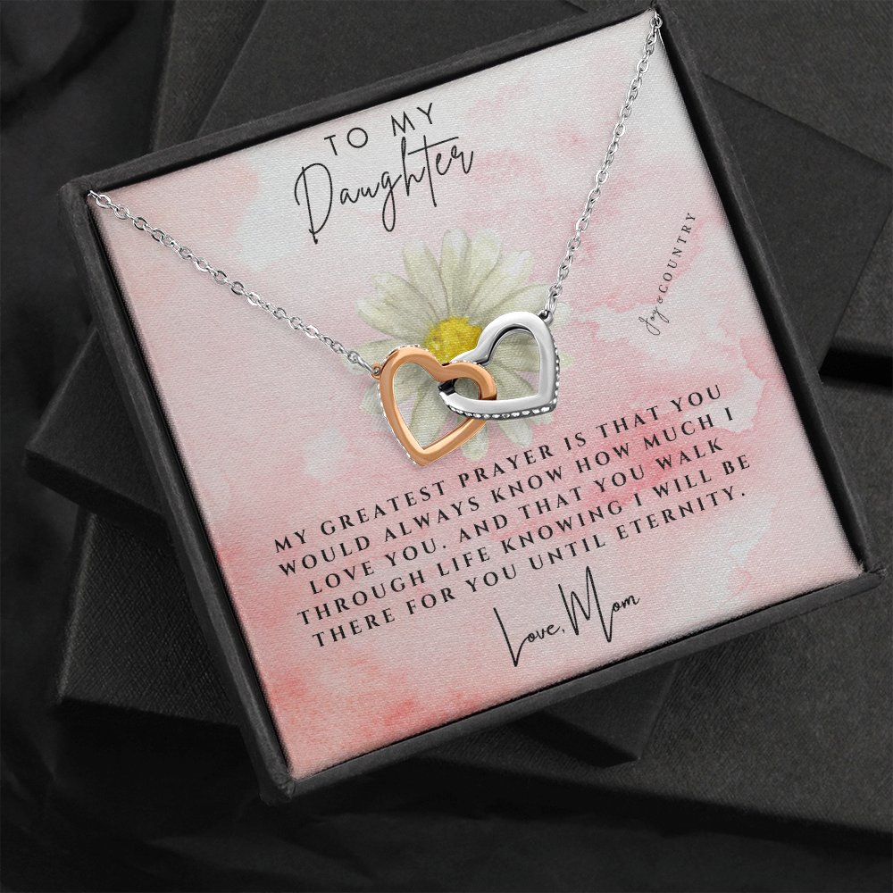 To My Daughter - Two Hearts Interlocking Necklace - Joy & Country