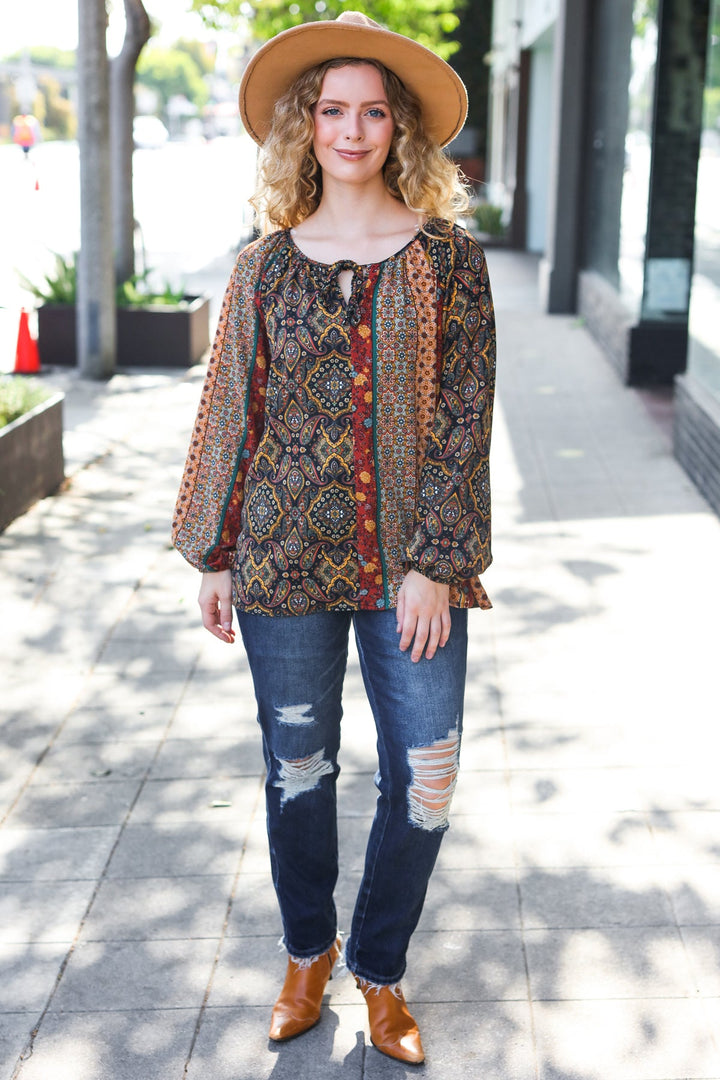 Boho Vibes - Paisley Raglan Blouse - Joy & Country