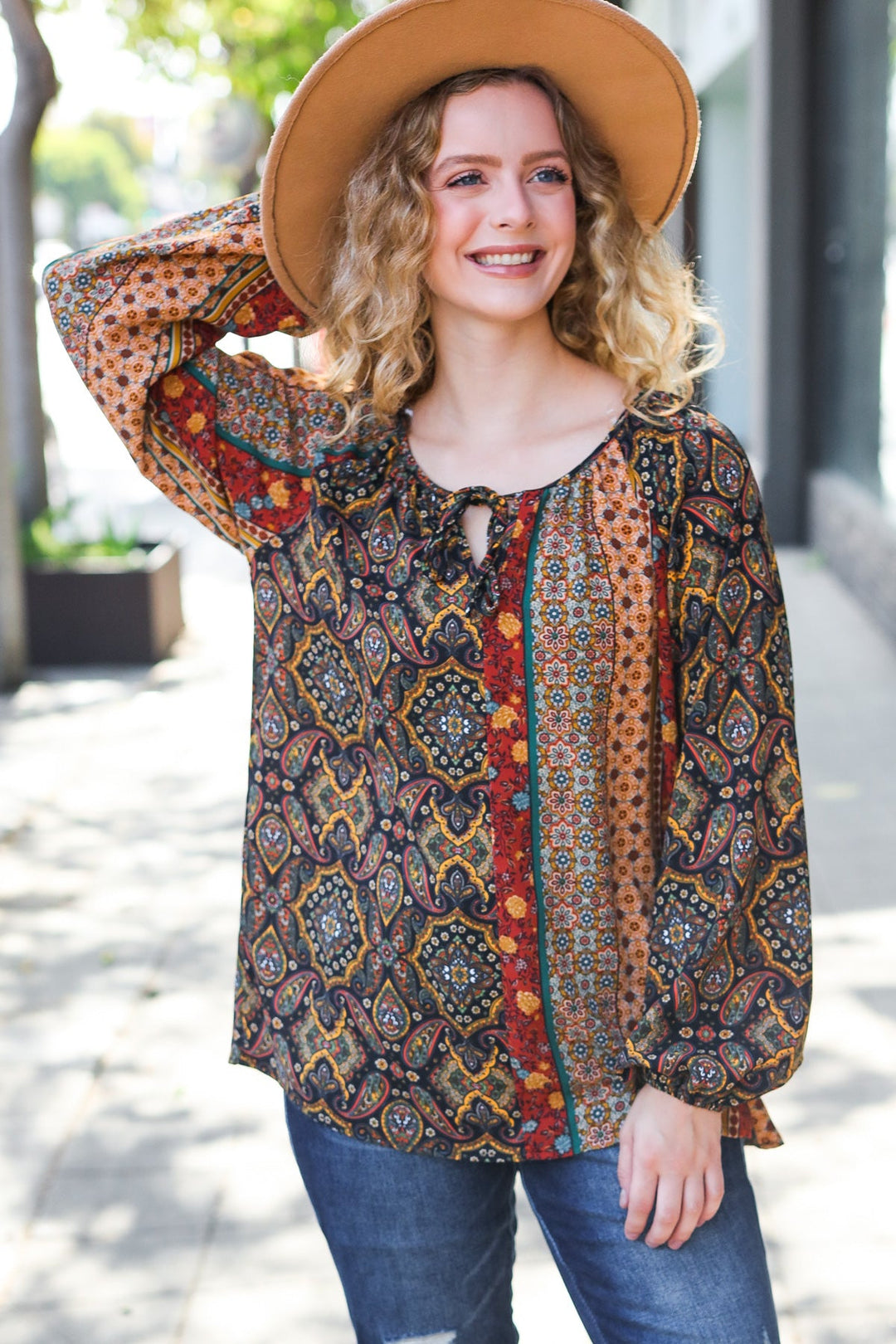 Boho Vibes - Paisley Raglan Blouse - Joy & Country