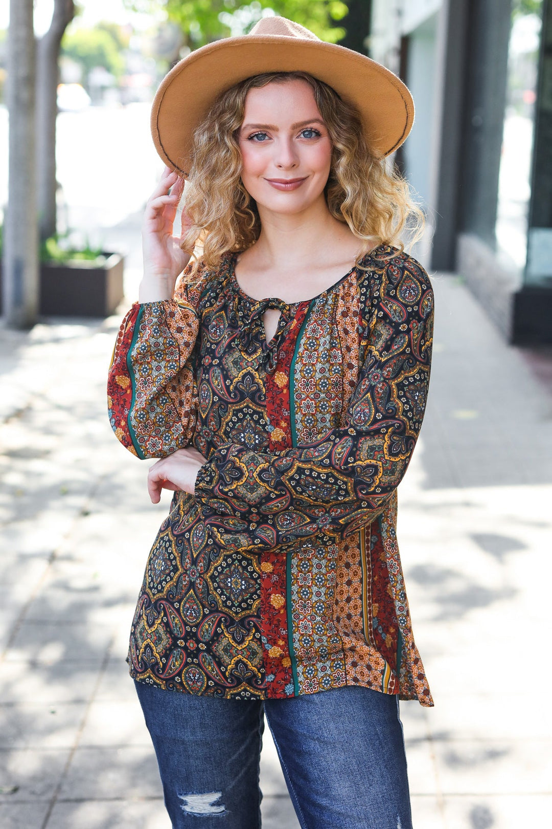 Boho Vibes - Paisley Raglan Blouse - Joy & Country