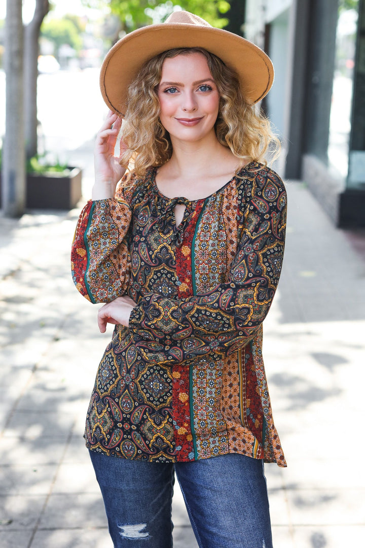 Boho Vibes - Paisley Raglan Blouse - Joy & Country