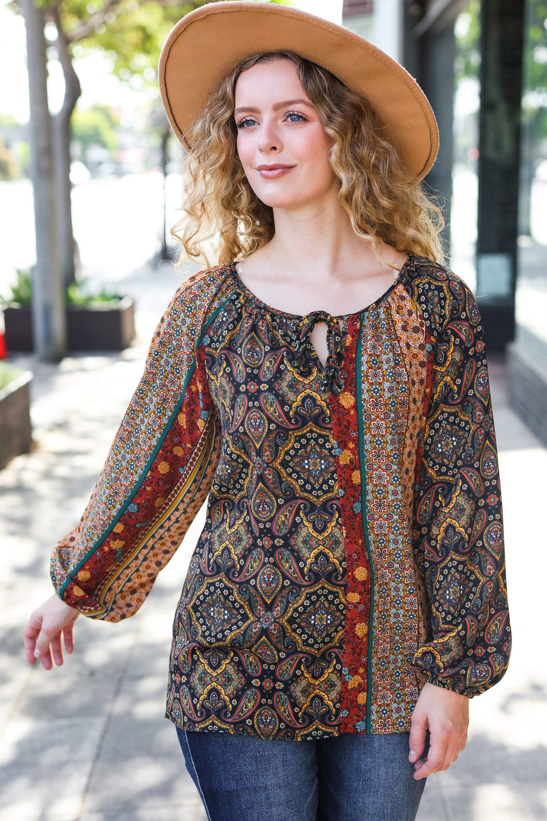 Boho Vibes - Paisley Raglan Blouse - Joy & Country