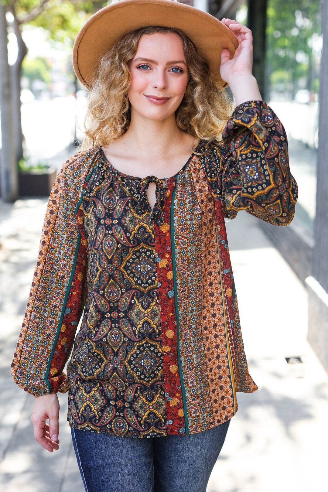 Boho Vibes - Paisley Raglan Blouse - Joy & Country
