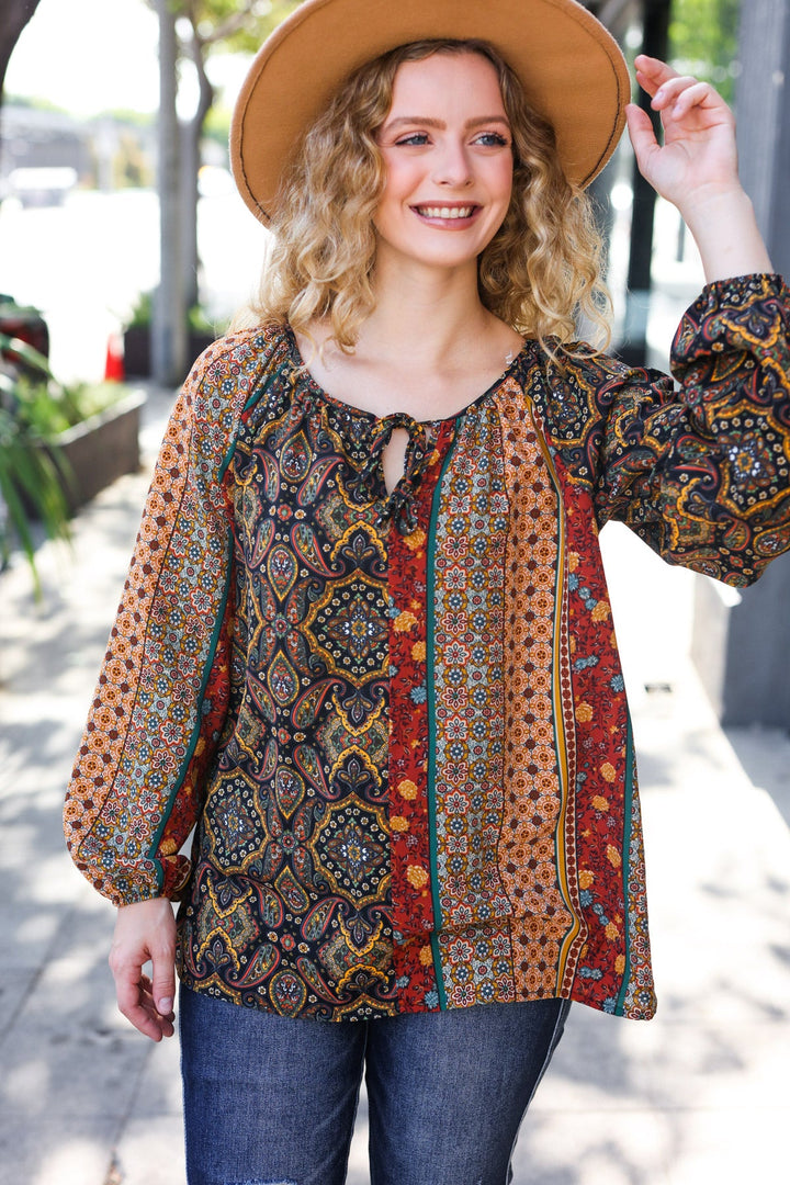 Boho Vibes - Paisley Raglan Blouse - Joy & Country