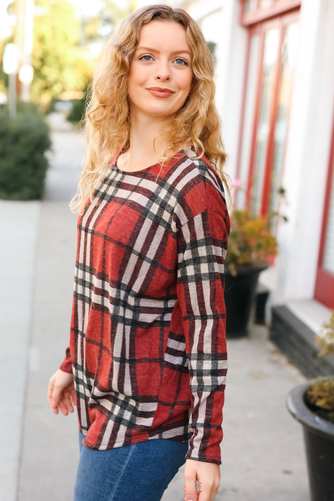 Good Times - Red Plaid Top