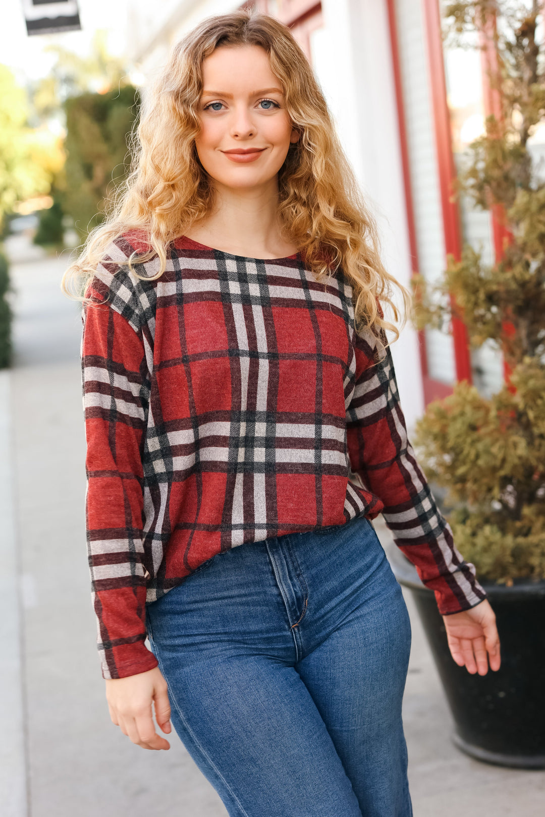 Good Times - Red Plaid Top