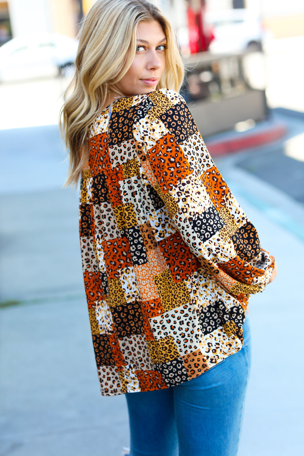 Cozy And Fierce Leopard Patchwork Top