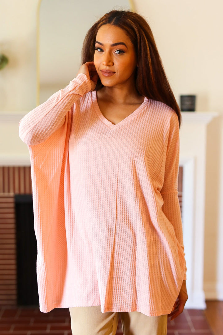 Always Fun Waffle-Knit Dolman Top - Joy & Country