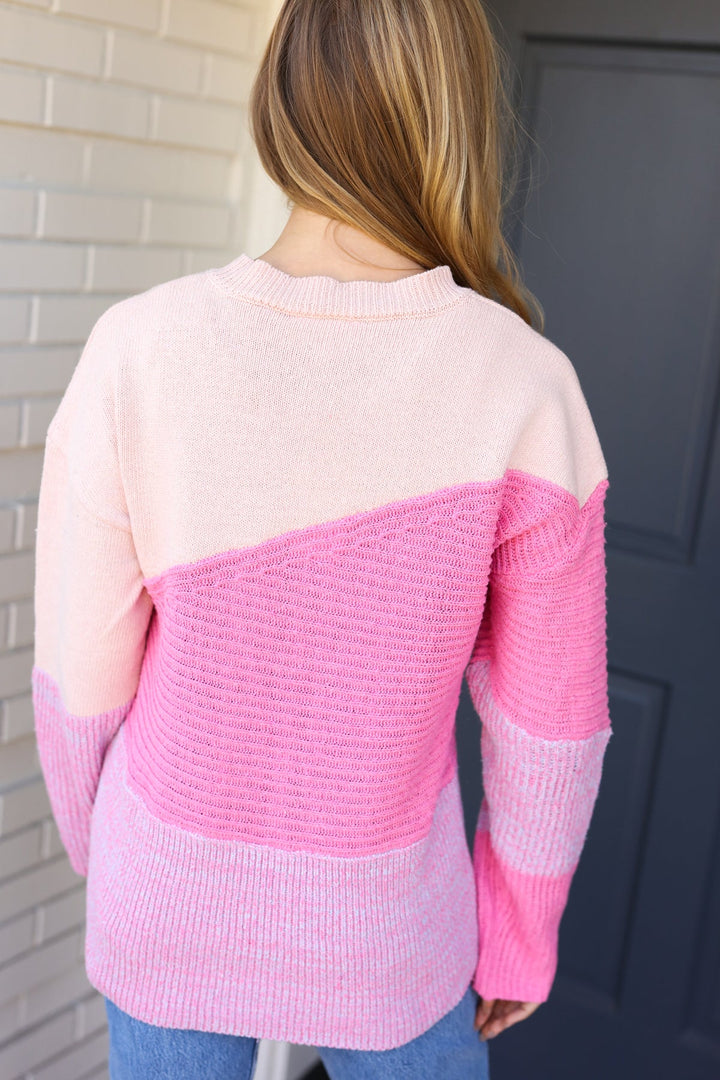 All Smiles - Cozy Color Block Sweater