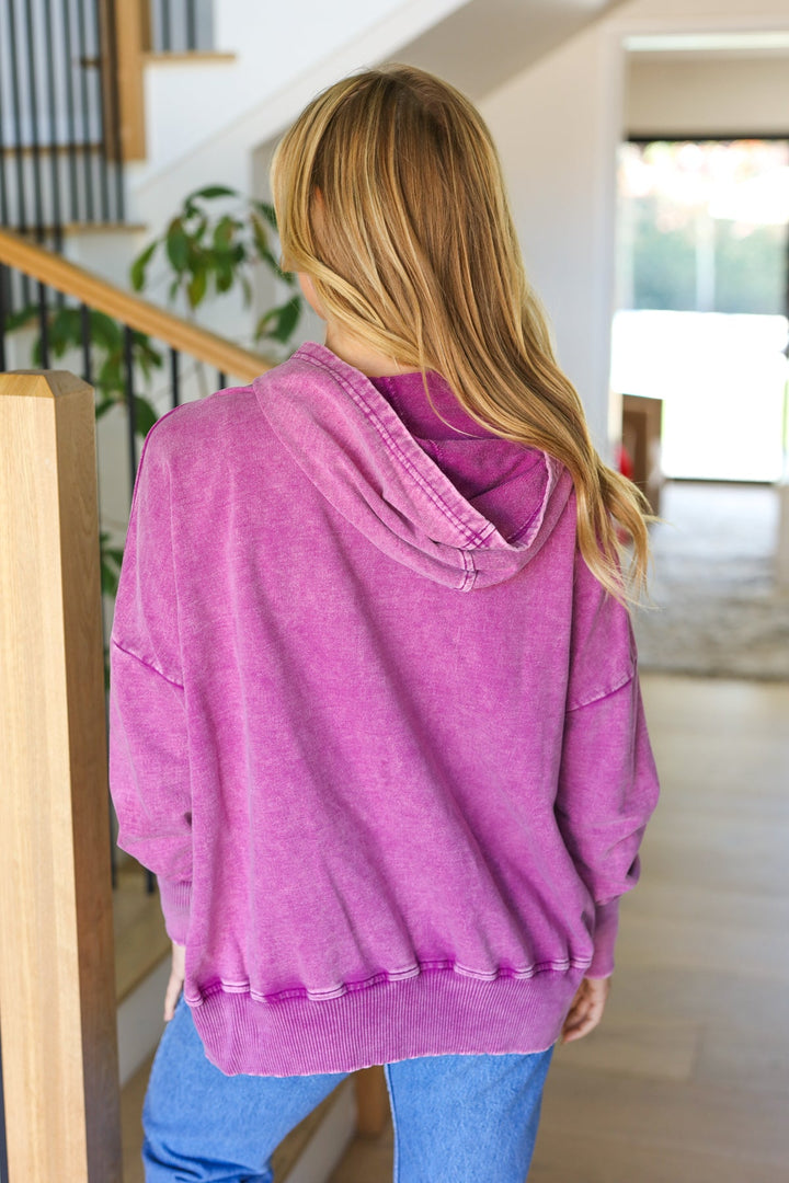 On The Edge French Terry Cotton Hoodie - Violet