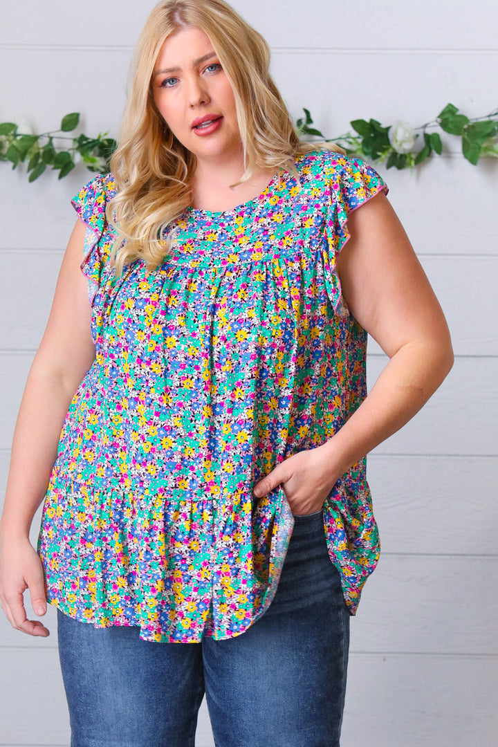 Spring Meadows - Ruffle Tiered Keyhole Top