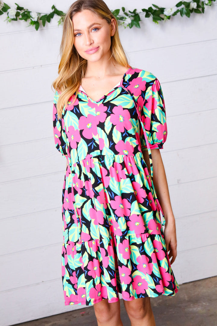 Multicolor Floral Tiered Dress