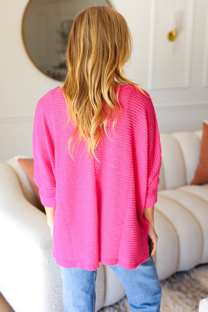 Fuchsia Jacquard Lightweight Sweater Top