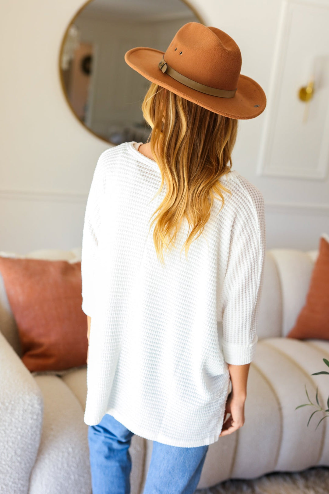 White Jacquard Lightweight Sweater Top