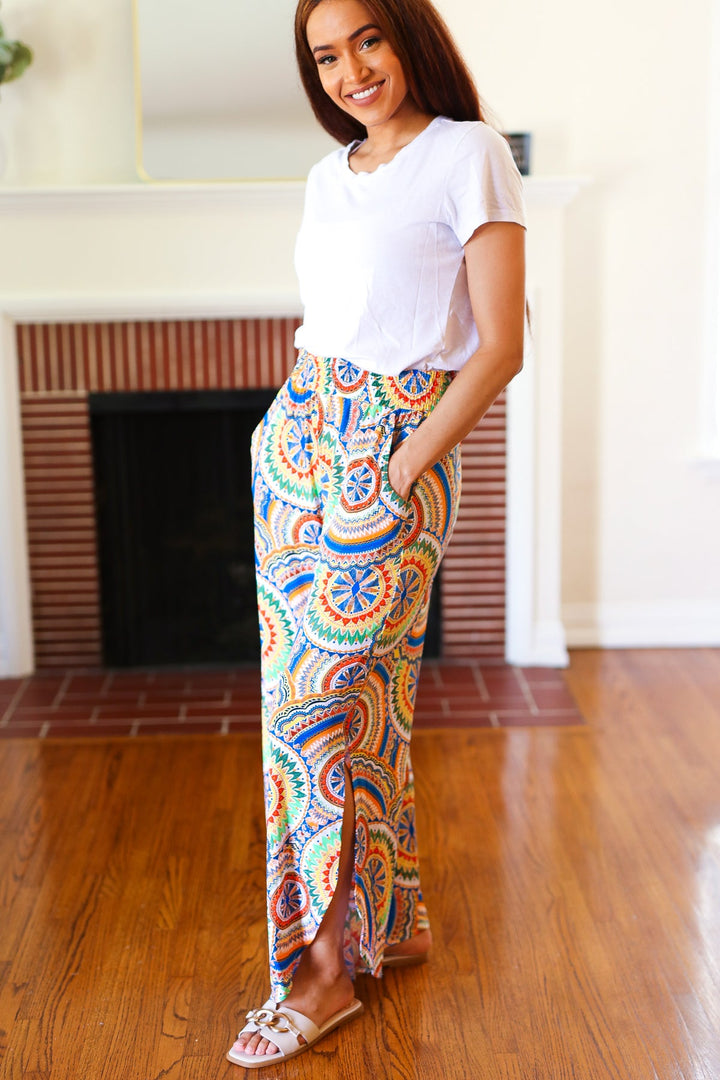 Multicolor Side-Slit Palazzo Pants - Joy & Country