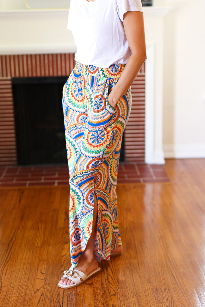 Multicolor Side-Slit Palazzo Pants - Joy & Country