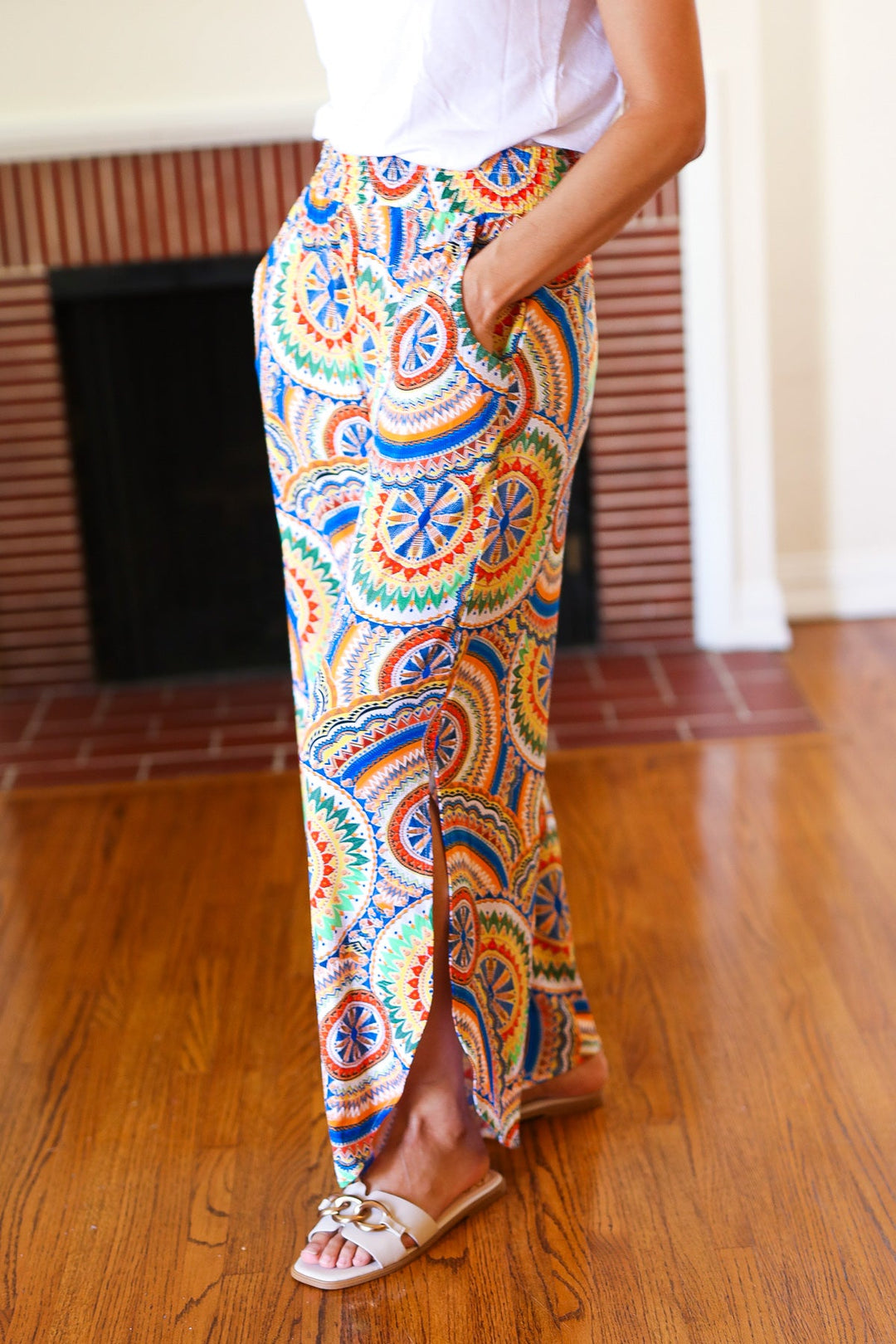 Multicolor Side-Slit Palazzo Pants - Joy & Country