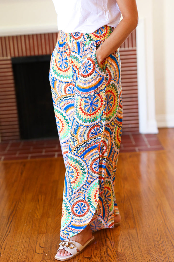 Multicolor Side-Slit Palazzo Pants - Joy & Country
