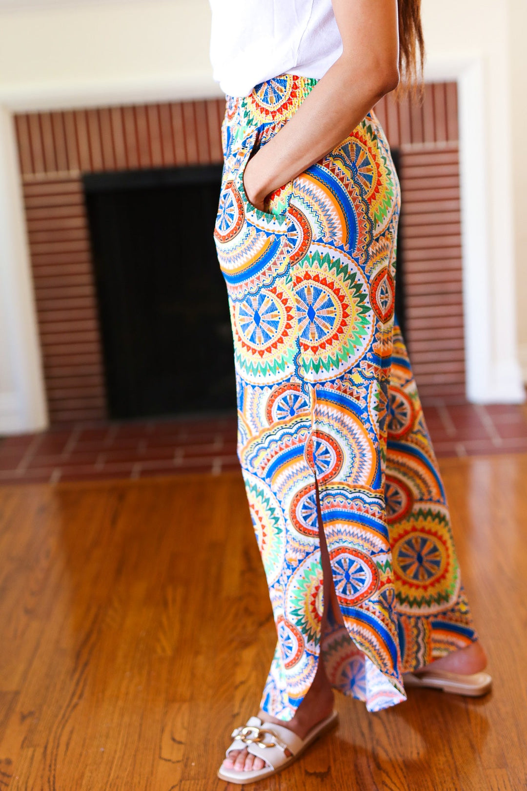 Multicolor Side-Slit Palazzo Pants - Joy & Country