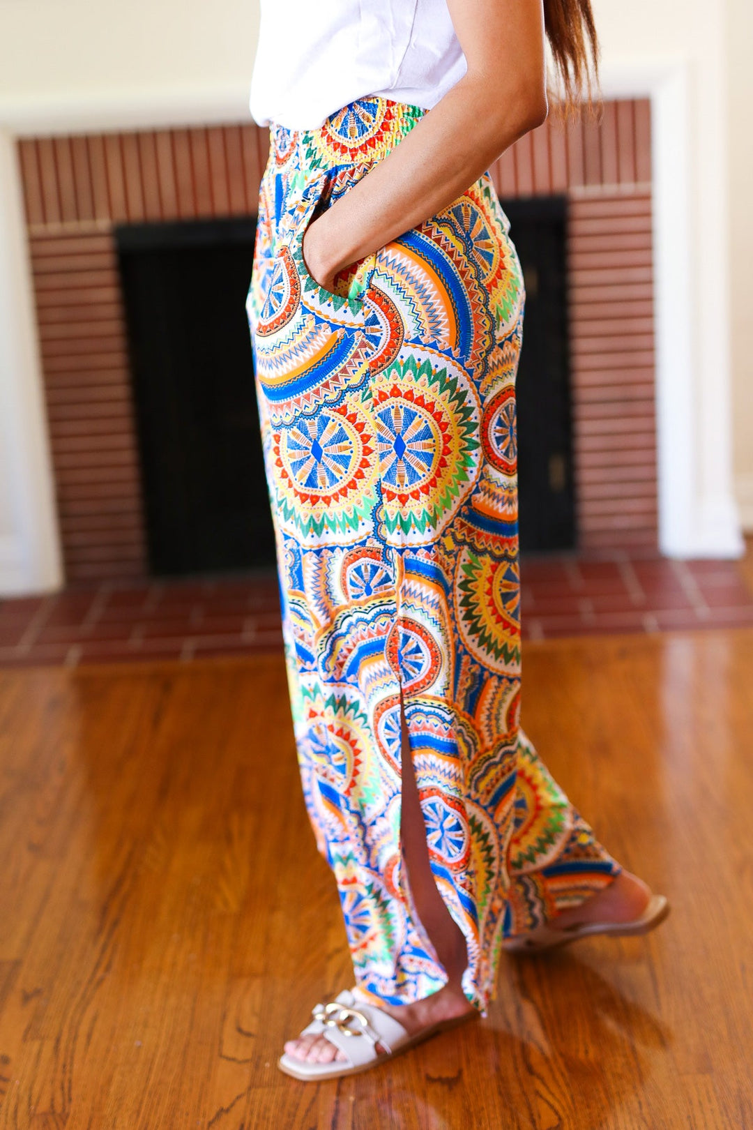 Multicolor Side-Slit Palazzo Pants - Joy & Country