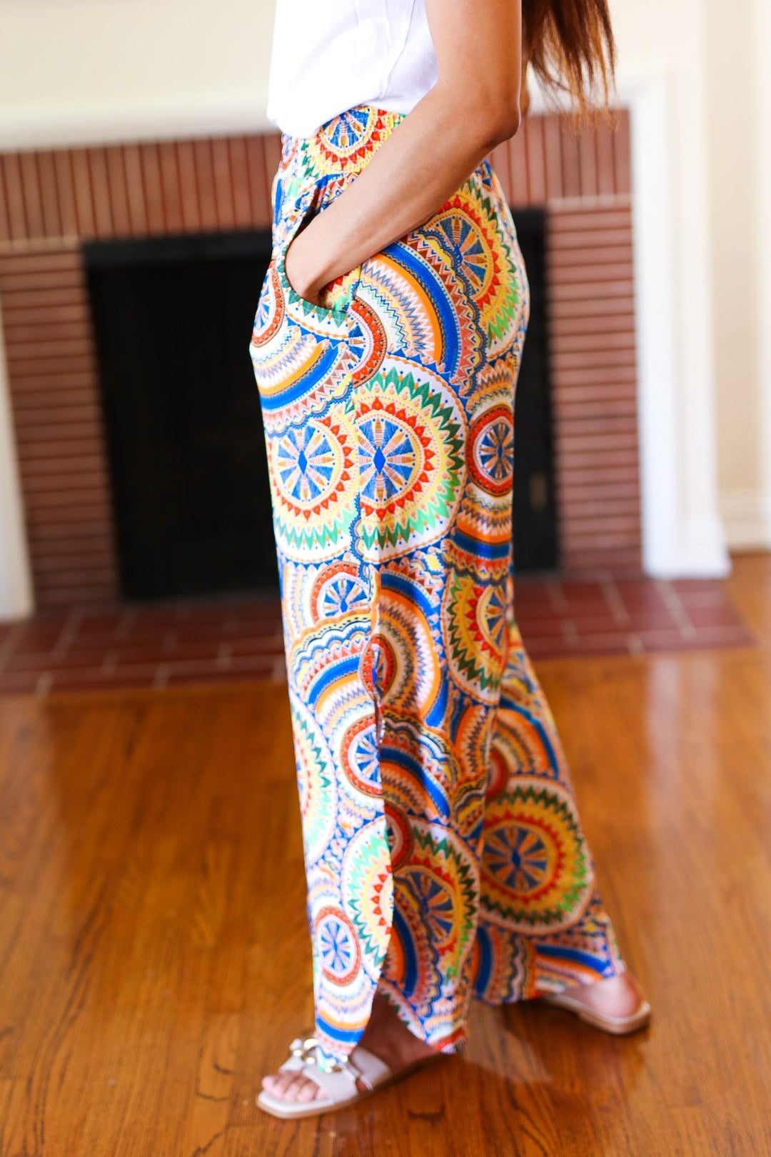 Multicolor Side-Slit Palazzo Pants - Joy & Country