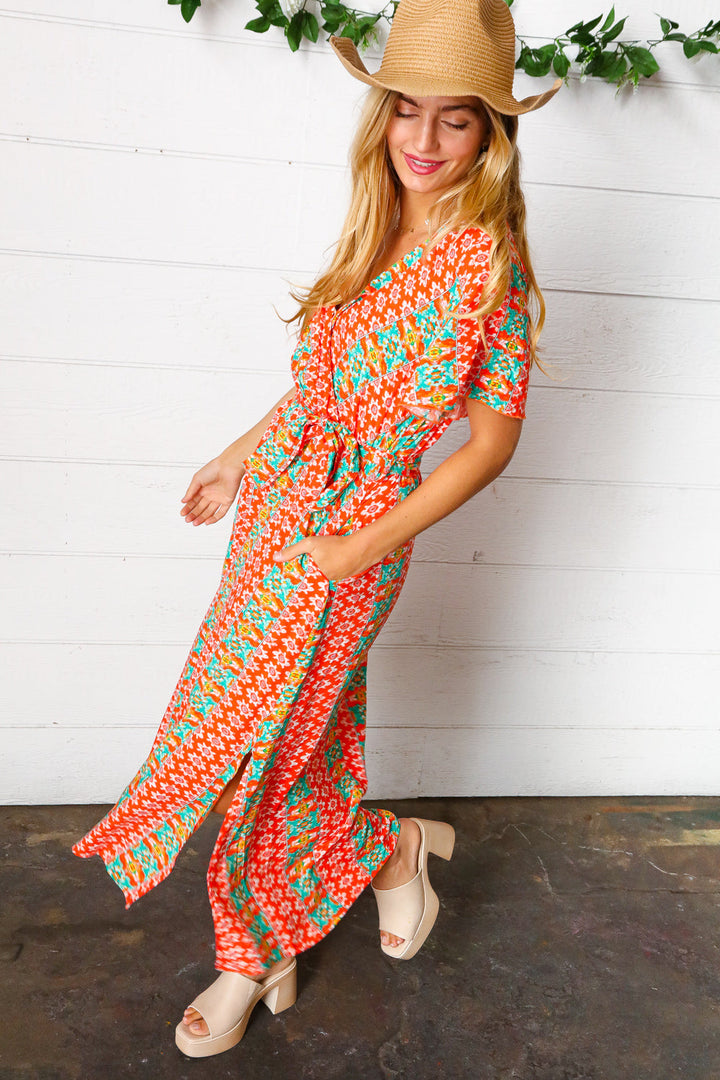 All Day Style Belted Dress - Orange