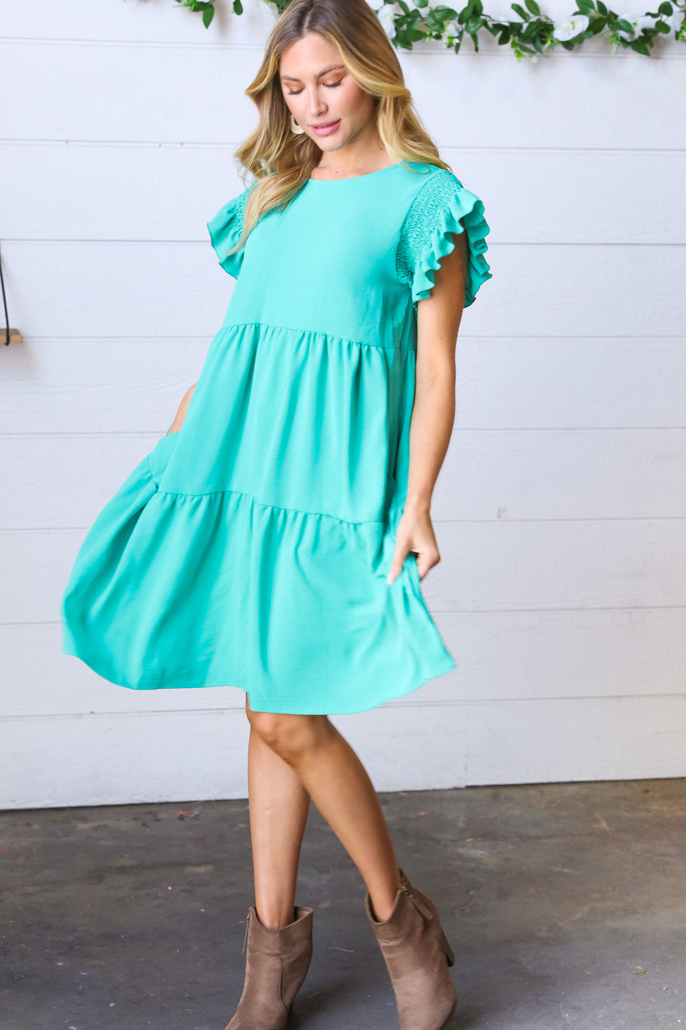 FINAL SALE - Turquoise Beauty Tiered Dress
