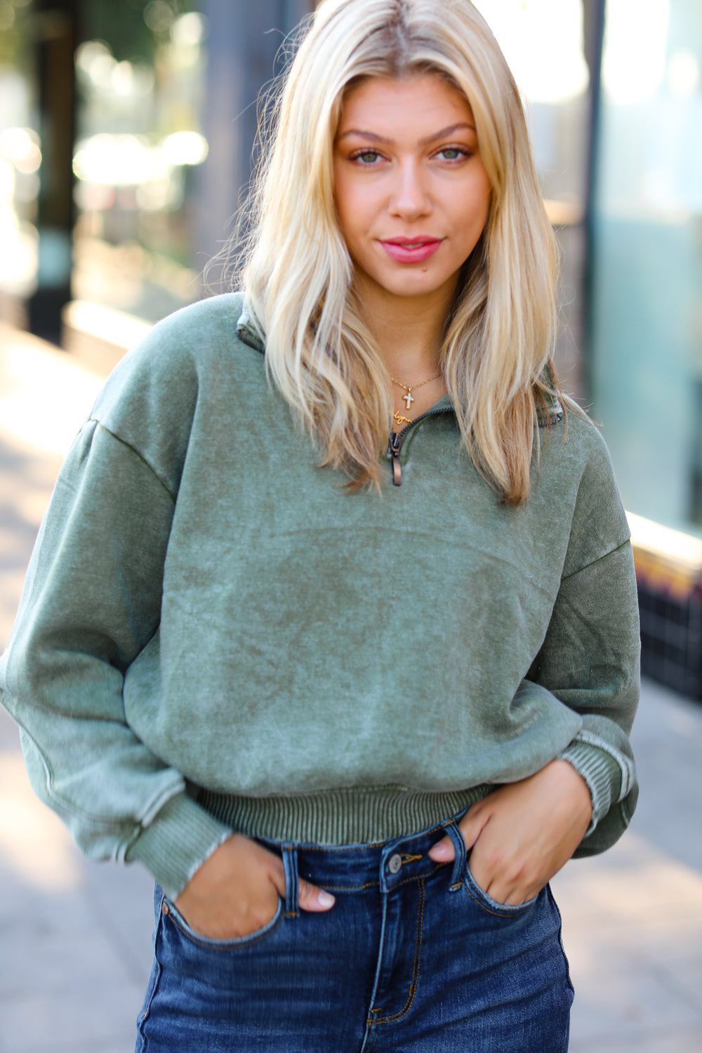 Casual Cozy Pullover Sweater - Olive