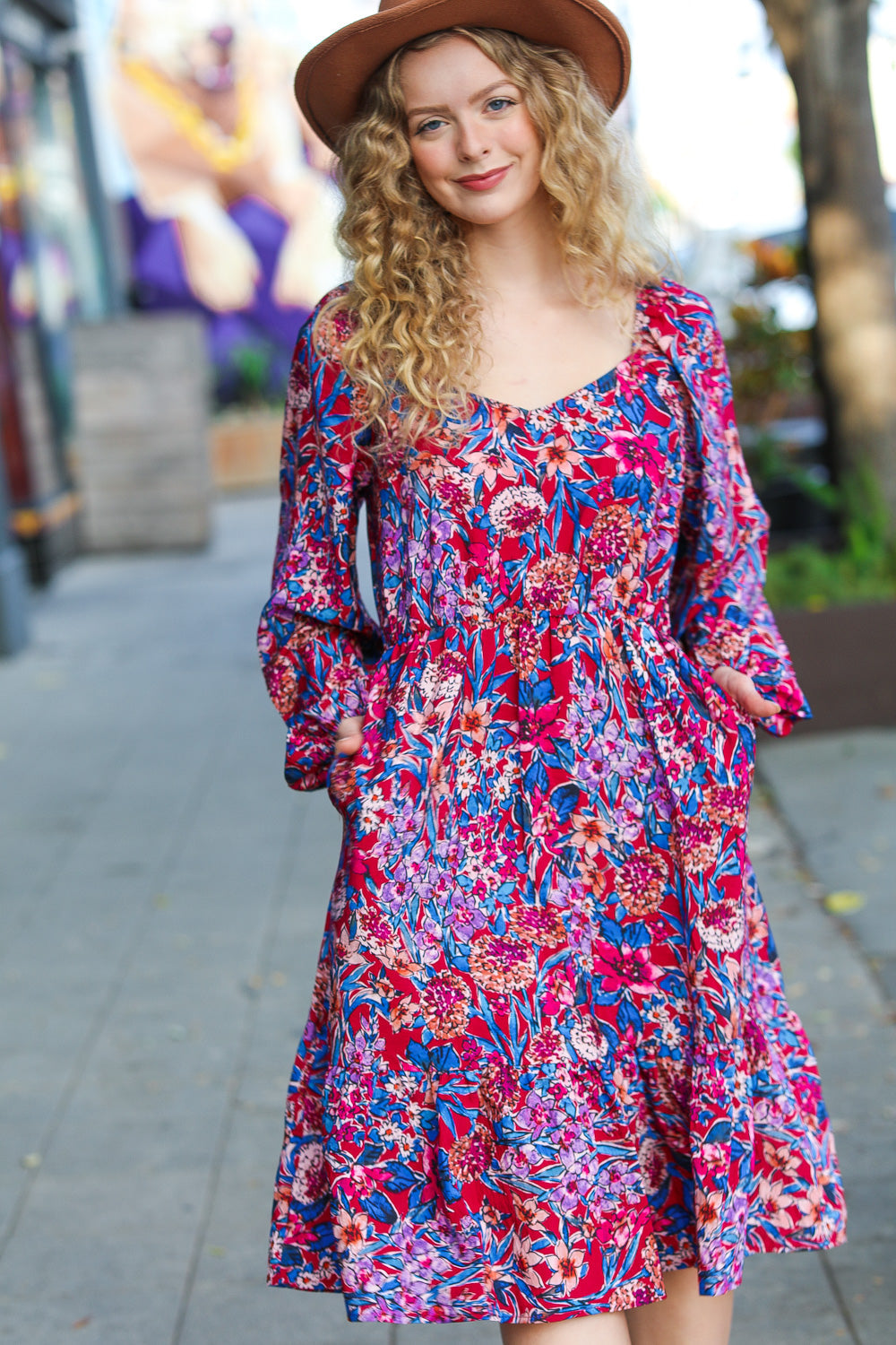 One Step Forward - Magenta Floral Dress