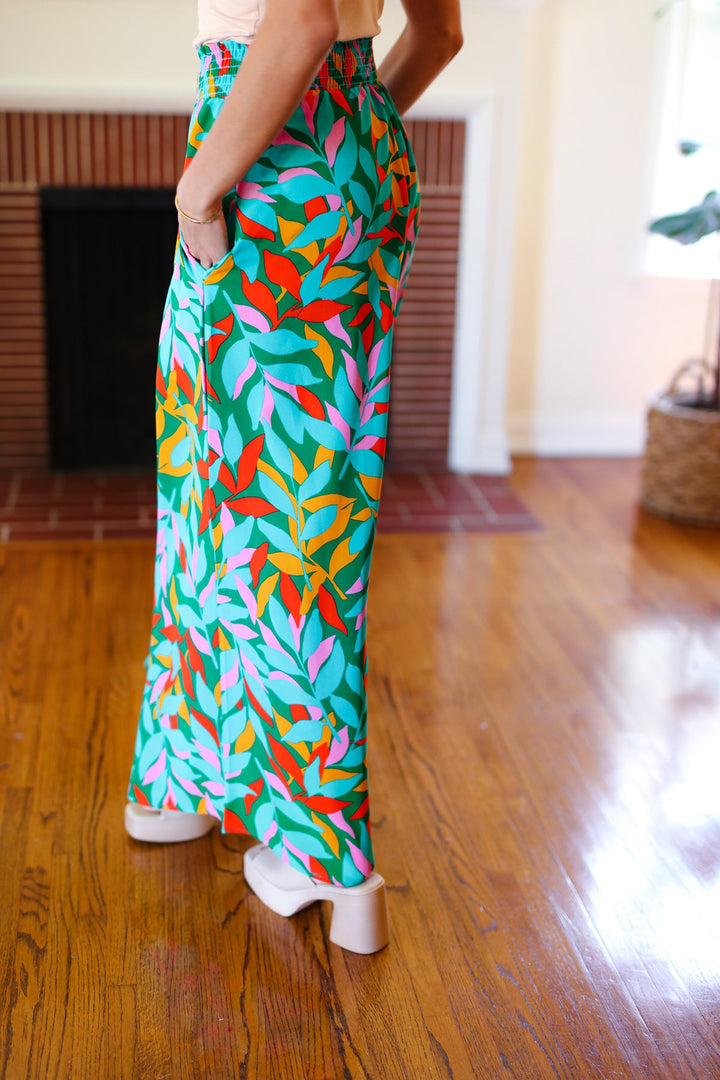 Summer Days - Abstract Print Smocked Palazzo Pants - Joy & Country