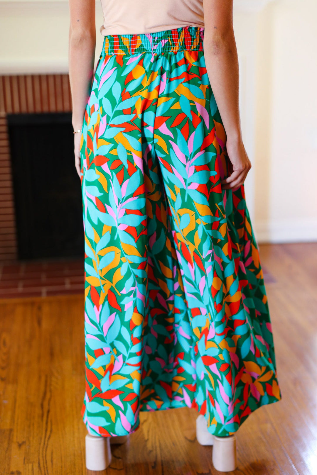Summer Days - Abstract Print Smocked Palazzo Pants - Joy & Country