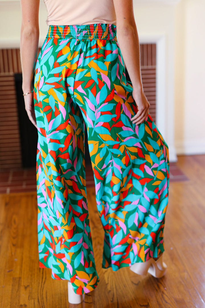 Summer Days - Abstract Print Smocked Palazzo Pants - Joy & Country