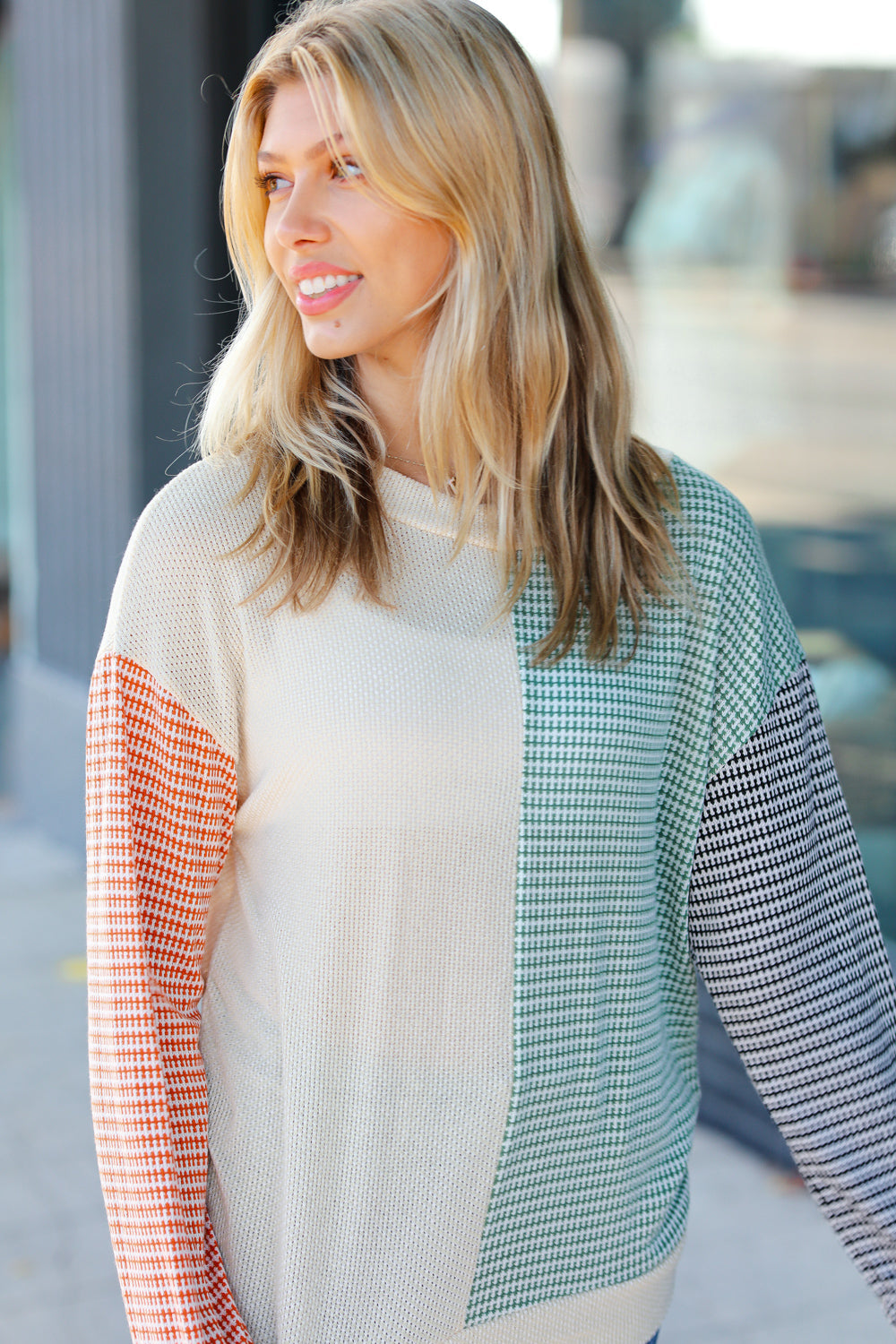 Style Refresh Two-Tone Knit Sweater Top