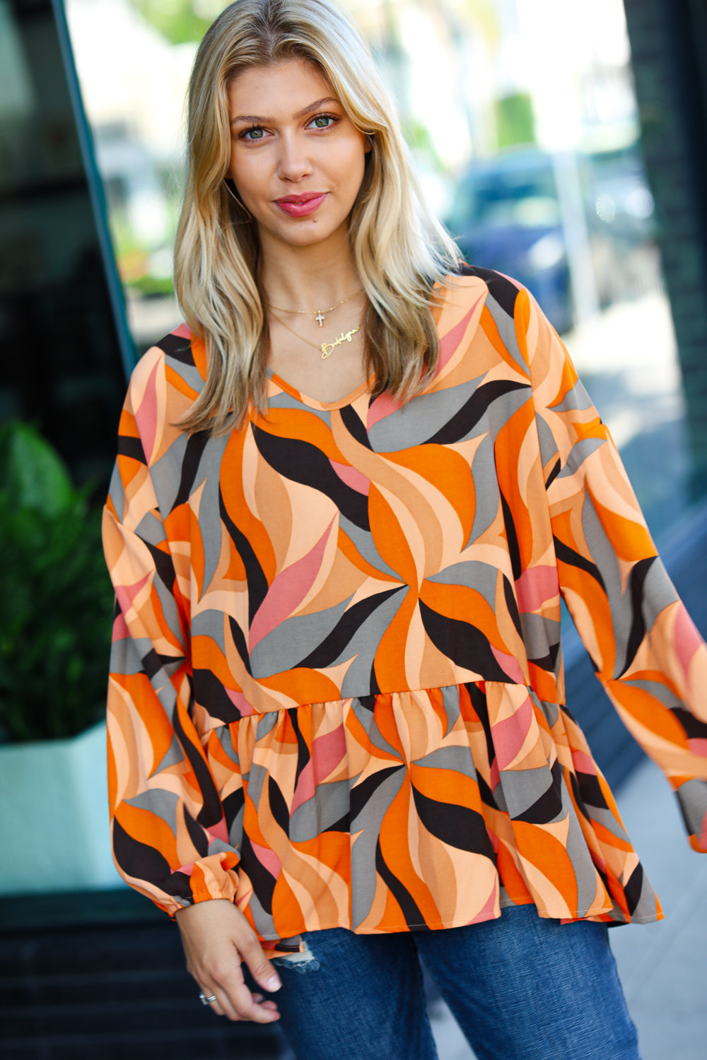Always There - Abstract Peplum Top