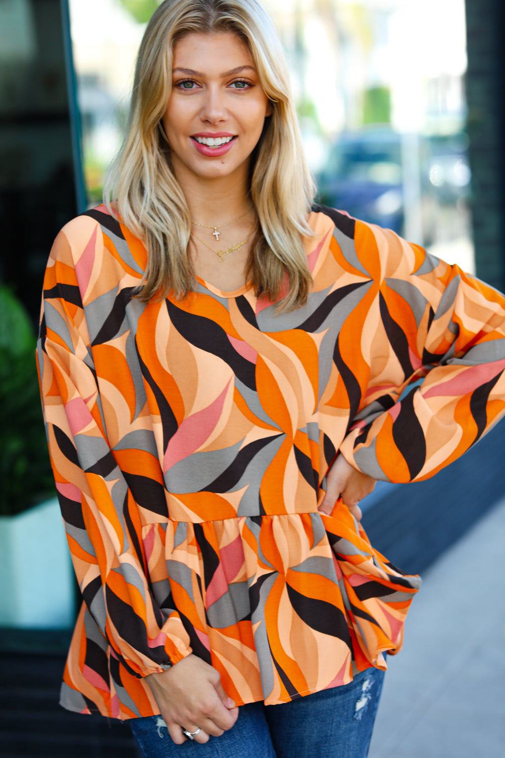 Always There - Abstract Peplum Top