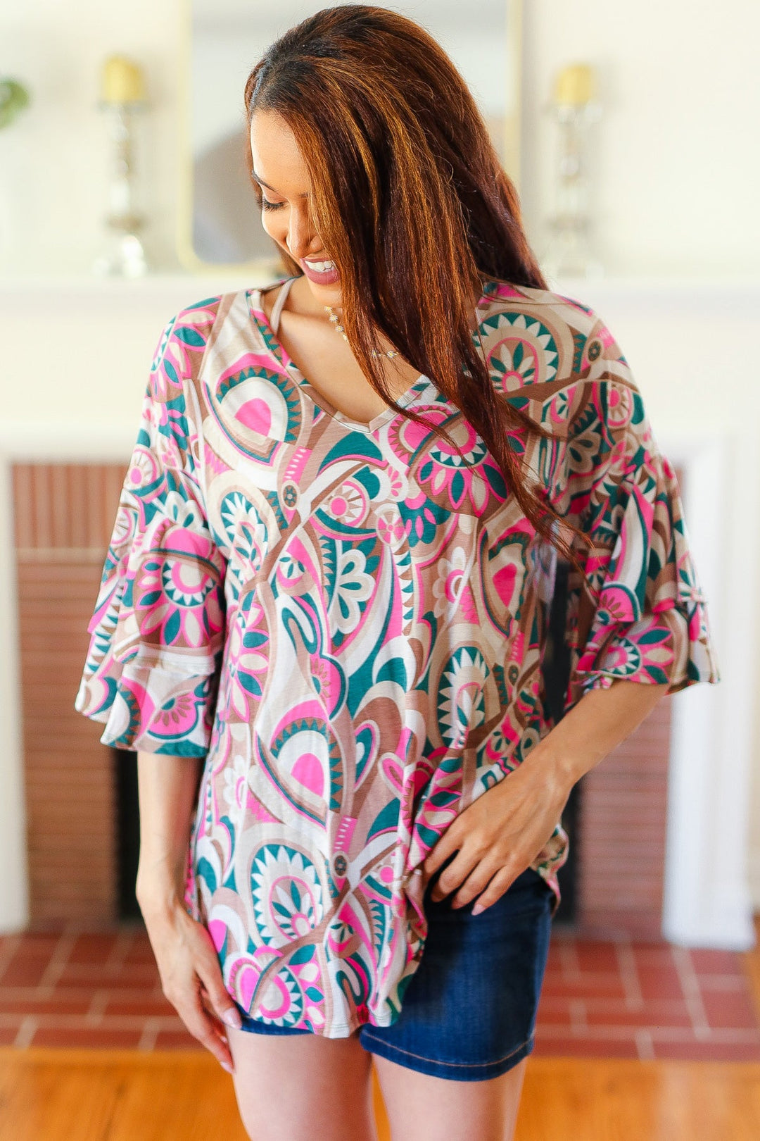 Pop Of Color - Teal Paisley Top - Joy & Country