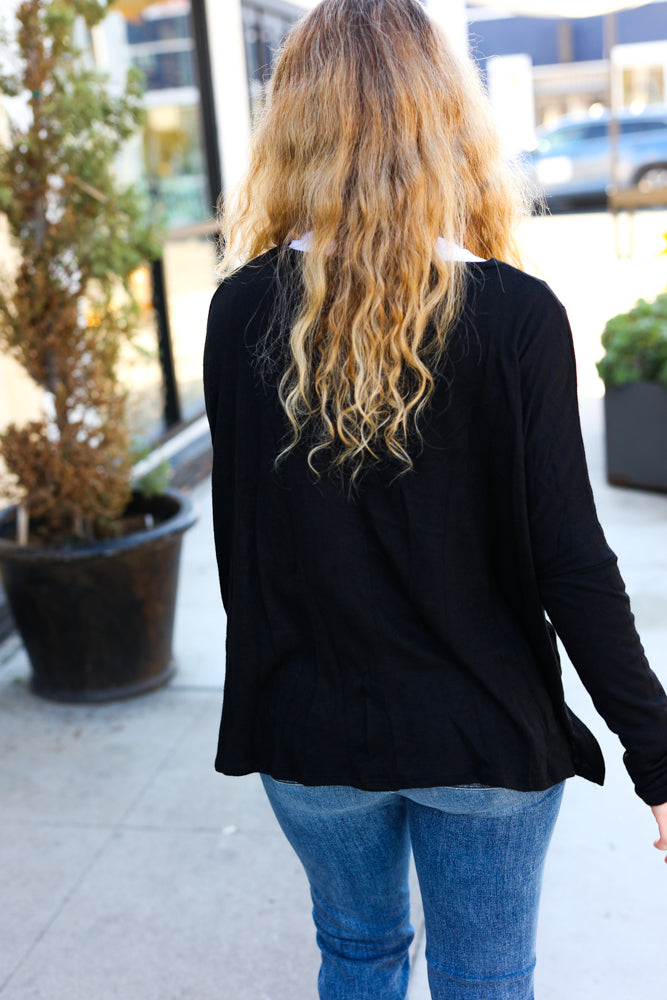 Soft & Sublime Dolman Sweater Top - Black
