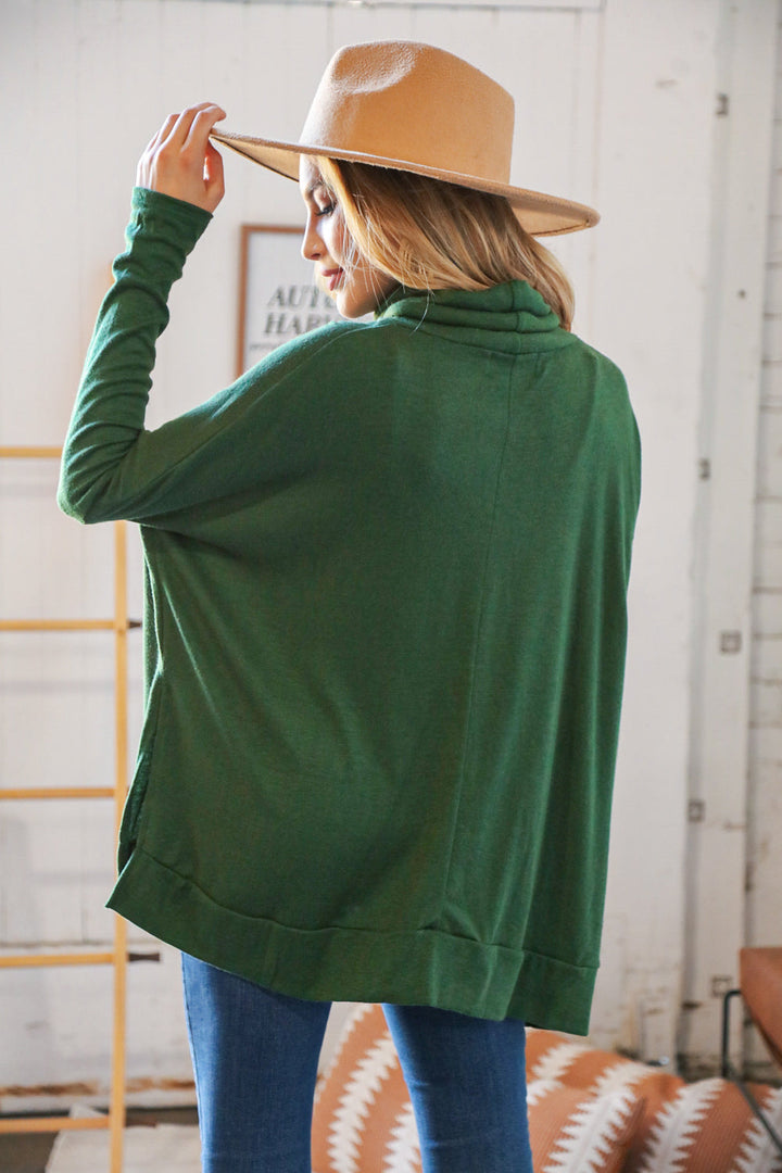 Feels-Like-Cashmere Green Turtleneck Sweater