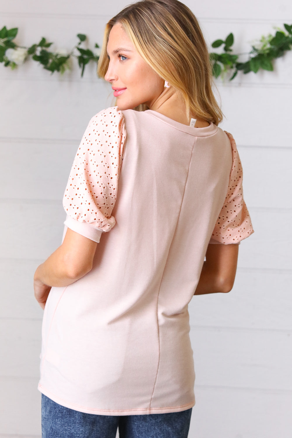 Creamsicle Eyelet Puff-Sleeve Top   Short-Sleeve Tops Joy & Country