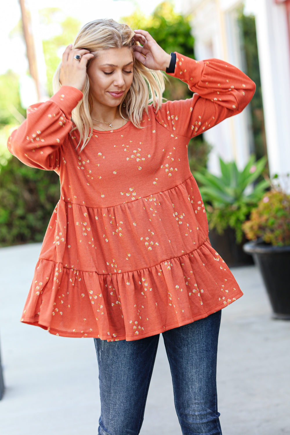 Beautiful Days Thermal Tiered Babydoll Top