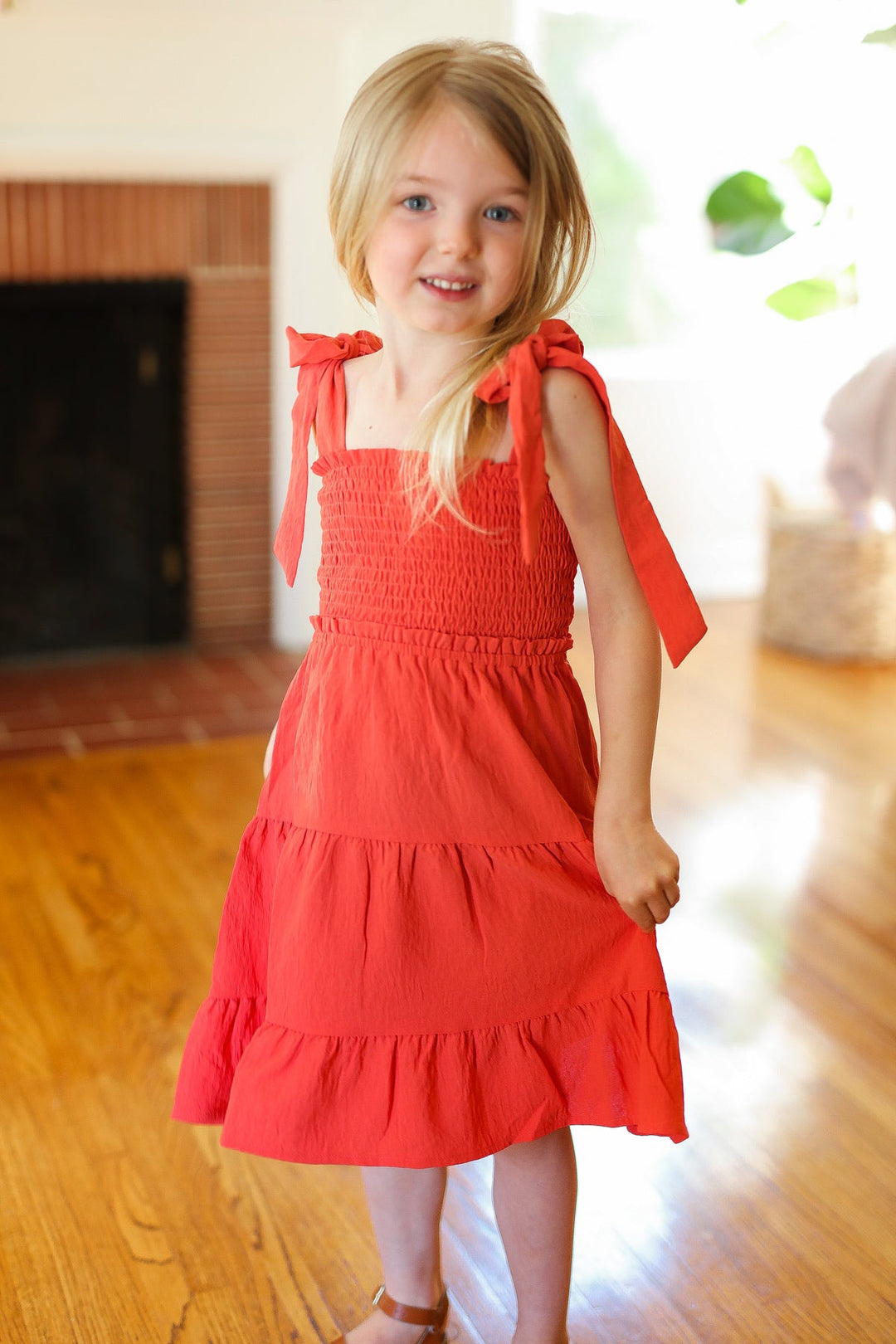 Oh So Precious - Kids' Tiered Dress - Paprika