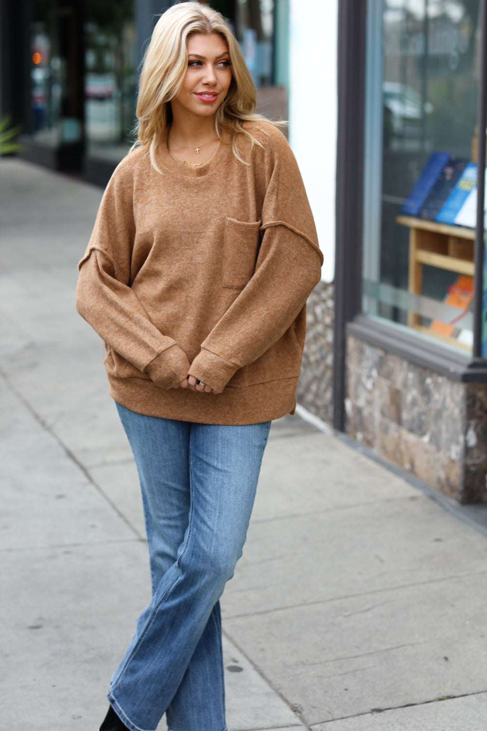 Stay In Comfort Sweater Top - Camel