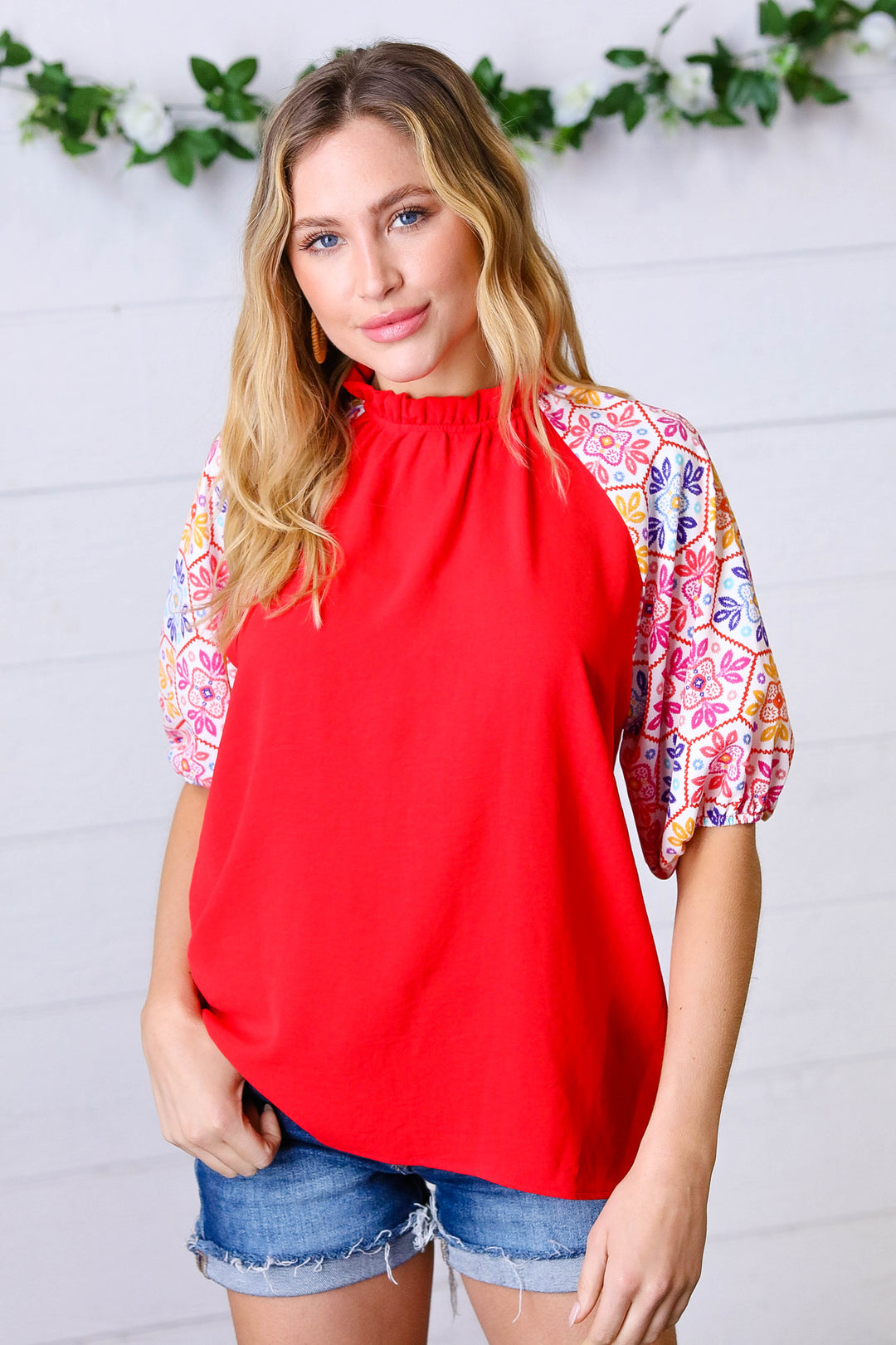 Walk in Boldness Floral Puff-Sleeve Top