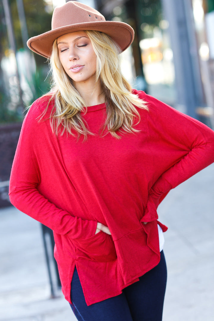Soft & Sublime Dolman Sweater Top - Red