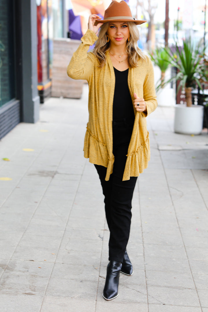 Love The Day Mustard Two-Tone Cardigan
